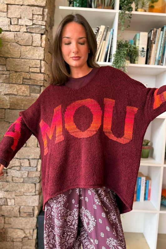 Big Softie Amour Slouch Knit Jumper Burgundy /12=